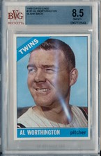 1966 O-Pee-Chee AL WORTHINGTON Rare Blank Back Error Minnesota Twins OPC BVG 8.5