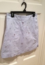 Vineyard Vines Blue White Pin Stripe Skort Size 6, Embroidered Clocks.Nice