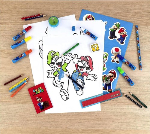 Kids Stationery Set Super Mario Bros Drawing Colouring Pencils Markers Xmas Gift - Picture 11 of 42