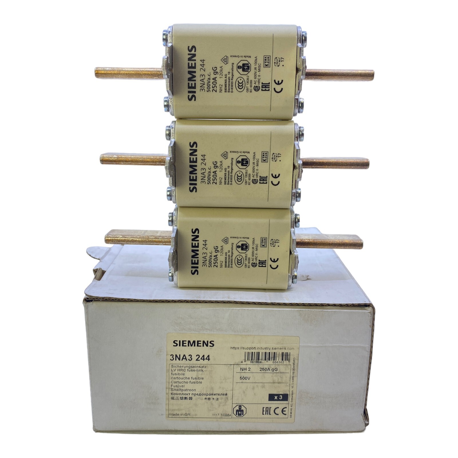 Siemens 3NA3244 Fusibles 250A 500V 120 kA VE:3STK