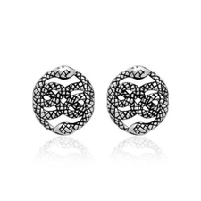 925 Sterling Silver Ouroboros Uroboros Snake Infinity Eating Tail Stud Earrings