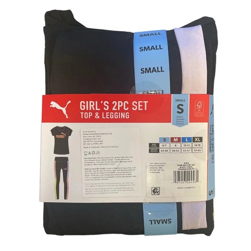 Puma Girl's Black/Coral 2 Piece Top and Legging Set - Sizes S/M/L/XL - NWT - Picture 2 of 3
