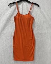 New Look Dress Mini Cami Woman's S M Orange Bodycon Padded Tank Sleeveless