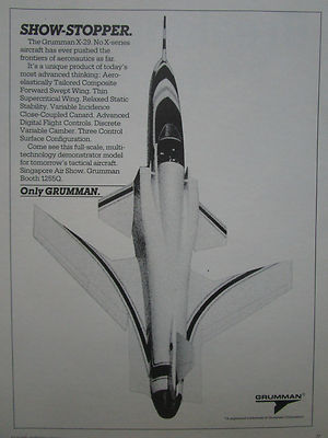 1/1986 PUB GRUMMAN X-29 USAF EXPERIMENTAL NASA FORWARD SWEPT WING ORIGINAL ANZEIGE