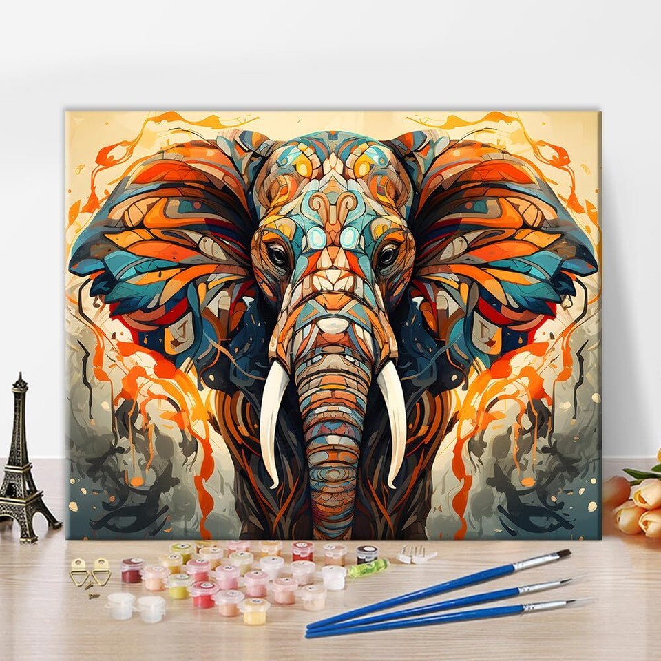 Elephant Painting Kit Kit for Adults Colorful Elephant Hand Painted DIY