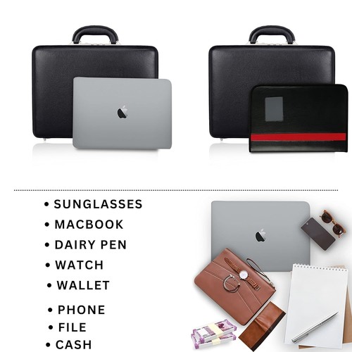 L V Leather Briefcase For Men Office Attache Case Hard Document Briefcase Bag - Picture 22 of 35