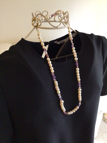 Collana Di perle barocche con inserti di quarzo e ametista - Foto 7 di 8