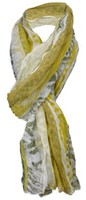 Gecrashter Tigertie Chiffon Schal Olive Gelb Braun Grau Gemustert - 180 X 100 Cm