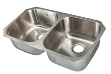 32" L x 19" W Equal Double Bowl Rectangular Undermount Kitchen Sink with Grid