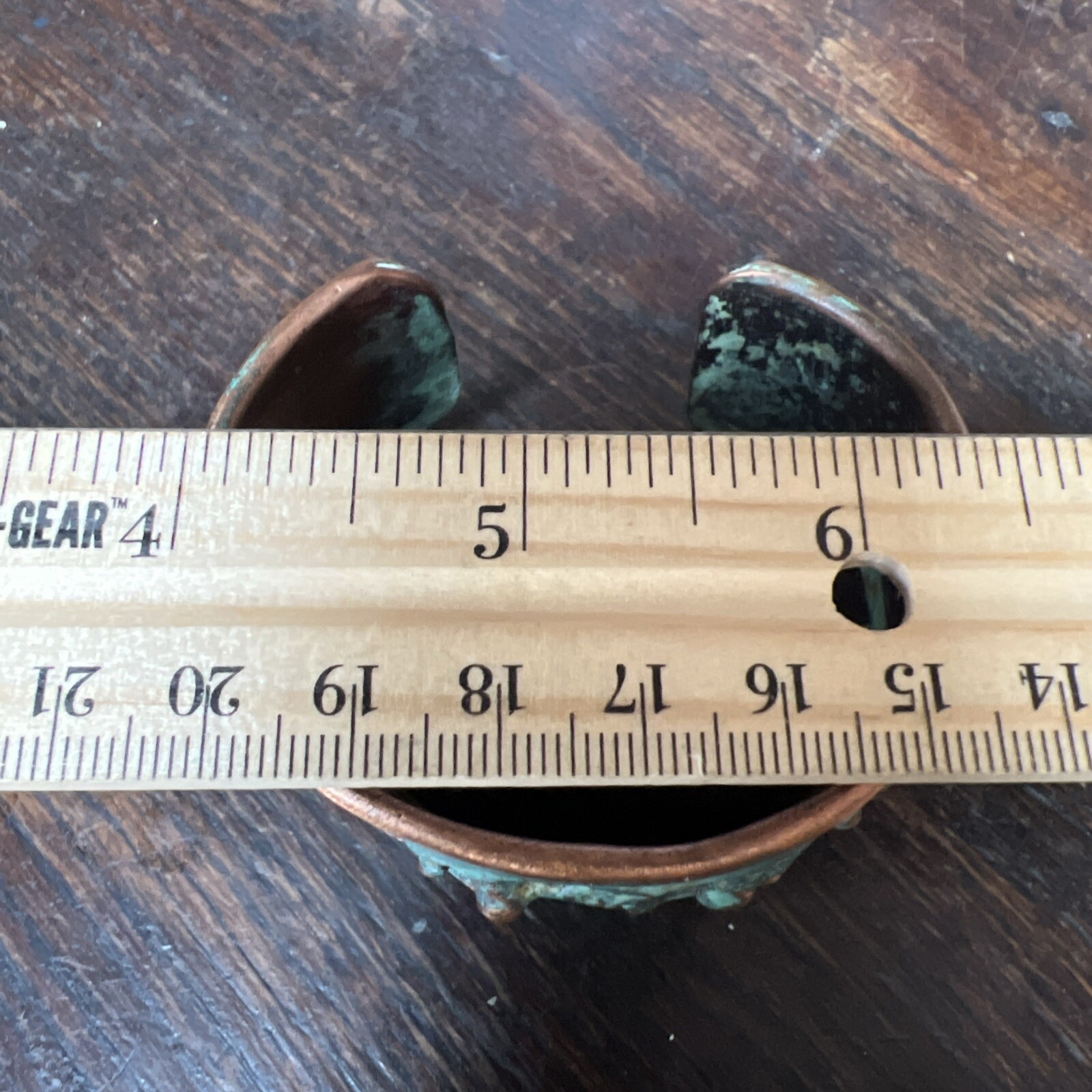 Solid Copper Rustic Patina Cuff Bracelet Verdigris - image 14