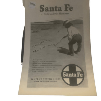 Vintage 1946 Santa Fe System Lines To the Colorful Southwest Ad Advertisement