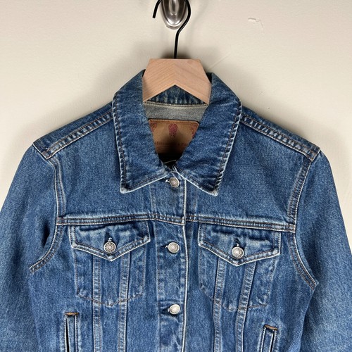 Abercrombie & Fitch Girls Denim Jean Jacket Dark Wash Size Medium 18x20 - Picture 2 of 12