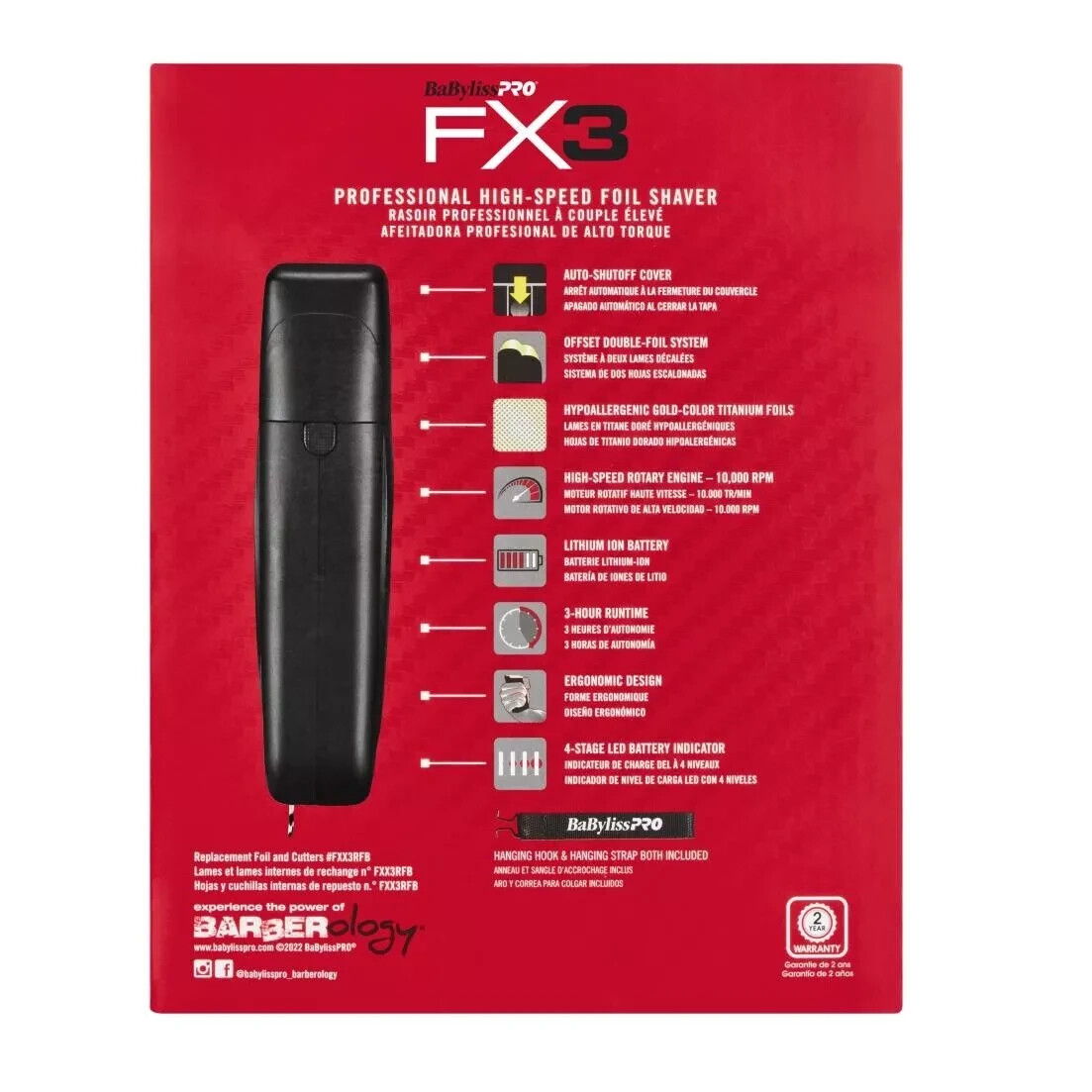BaBylissPRO FX3 Professional High Speed Foil Shaver Black | FXX3SB - BRAND NEW