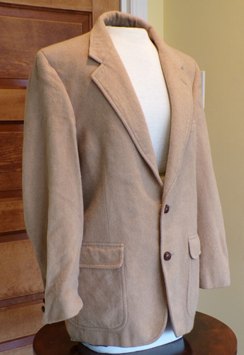 Barrister 100% Camel Hair Blazer Mens Vintage Lined Tan Brown - Picture 2 of 17