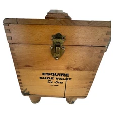 Vintage Wooden Esquire Shoe Valet De Luxe Shoe Shine Box Kit