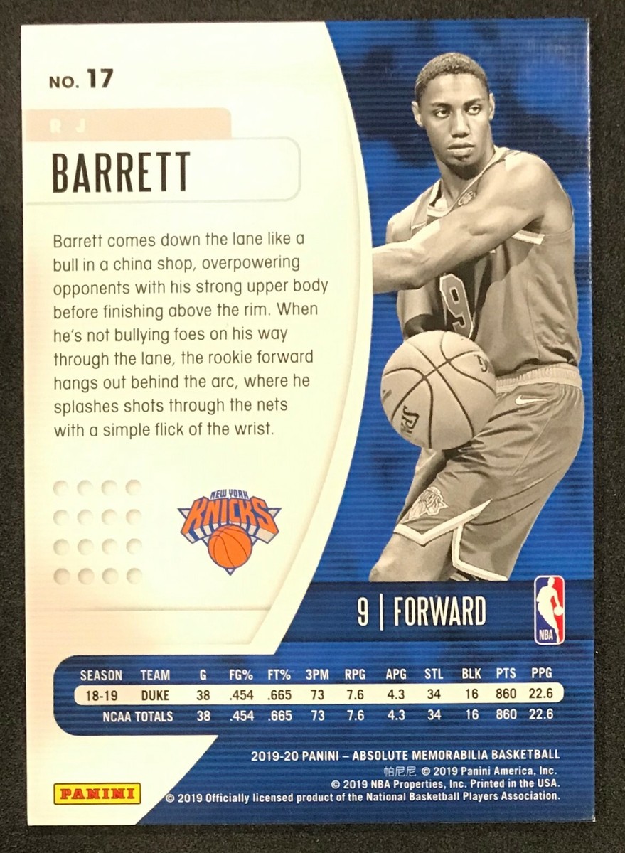 2019-20 Panini Absolute Memorabilia RJ Barrett RC #/25