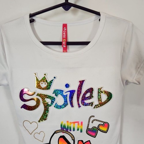 Girls Spoiled with Love Embossed Foil Graphic Tee - White - Size S (4) - Picture 3 of 7