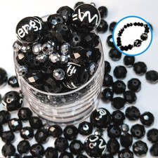Mixed Black Glass Beads Silver Crystal Beads Roundel Mix size 300 pcs