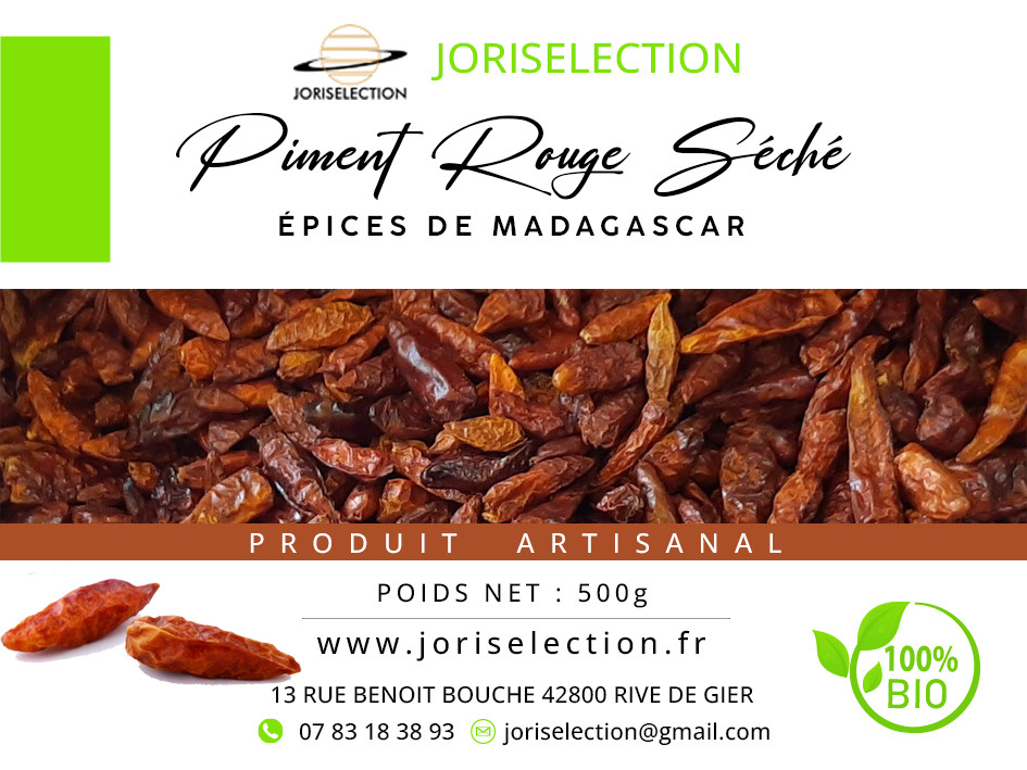 Piment rouge de Madagascar pili-pili 500 gr, piment oiseau entier séché pour sauce piquante