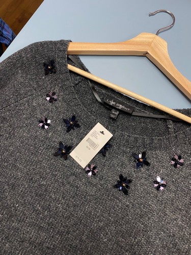 NUEVO NUEVO CON ETIQUETAS Talla 18/20 Lane Bryant Suéter Tejido Mezcla Lana Lentejuelas Flor Elegante 2524 - Imagen 4 de 13