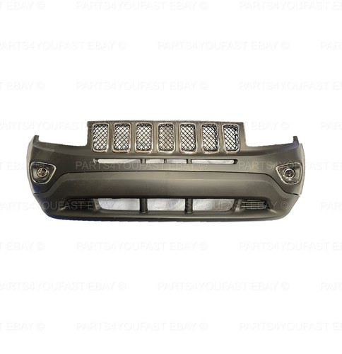 For 2011-2017 Jeep Compass Front Bumper cover SET GRILL LOWER BUMPER FOG LIGHTS - Picture 2 of 6