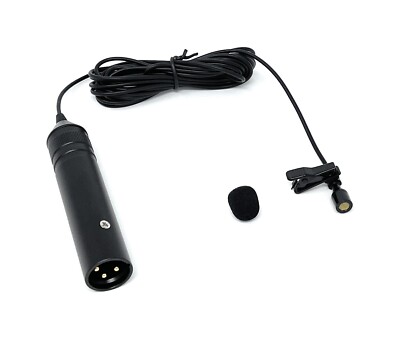 Pro XLR Cannon 3-Pin Tie Clip On Lavalier Lapel Microphone 48V Phantom Power