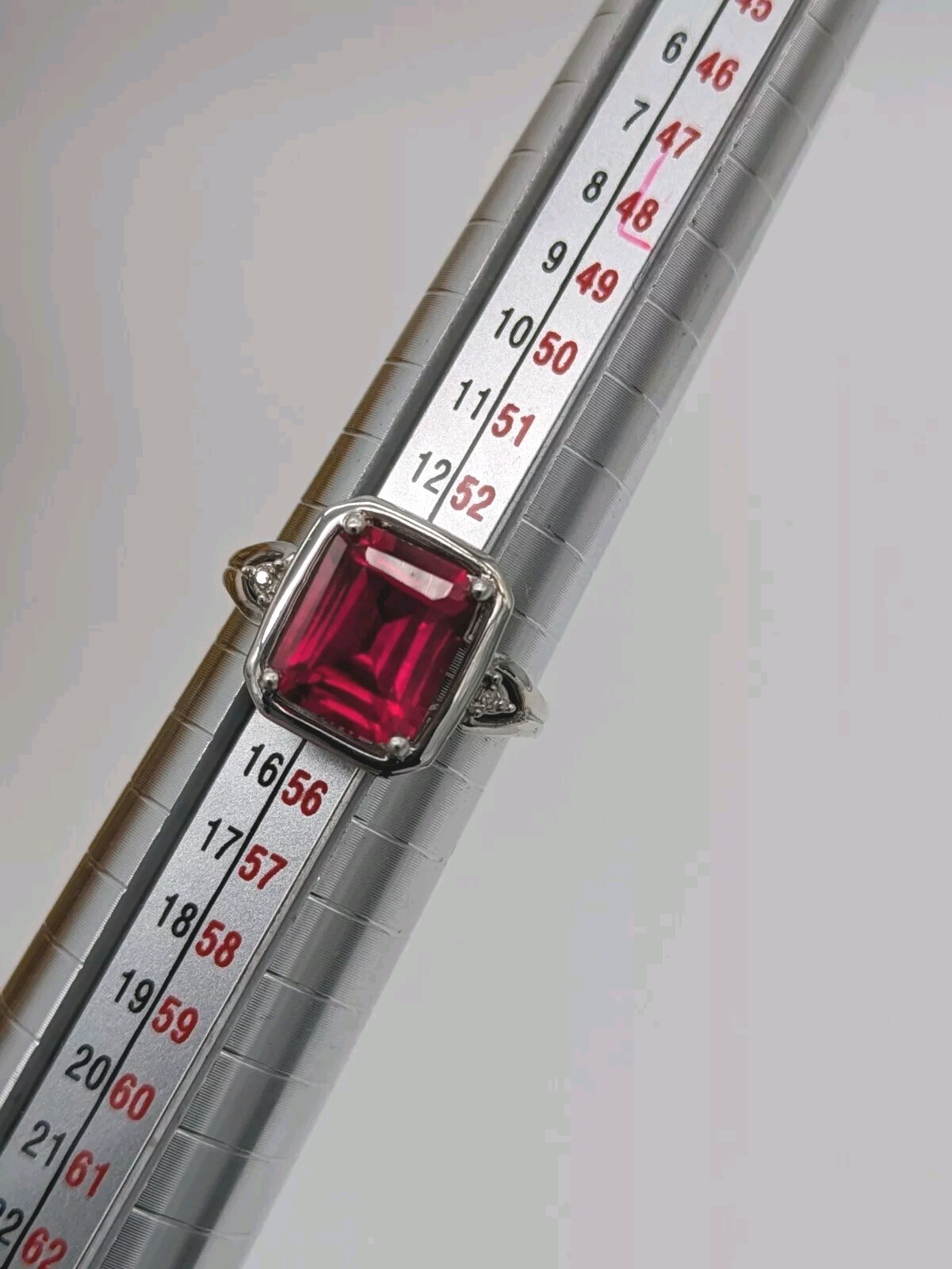 Sterling Silver Lab Created 4Ct Ruby Ring With Di… - image 7