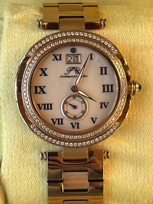 Porsama Bleu 40mm Ladies Rose Gold South Sea MOP And Crystal Quartz Watch