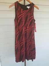 Nine West SHIFT Dress A-Line Trapeze Stretchy Metallic Red Party Sz 4 NWT$89