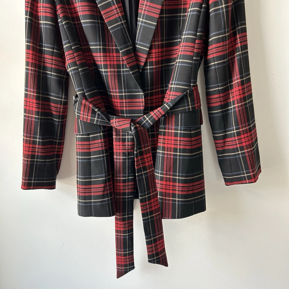 Daniel Cremieux Plaid Blazer Red Black Check Womens Sz 8 Classic Career Fall - Image 3 of 4