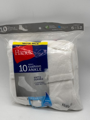 NEW 10 PAIR PACK MENS HANES CUSHION ANKLE SOCKS SOFT WICKING COOL SIZE 6-12 - Picture 10 of 13