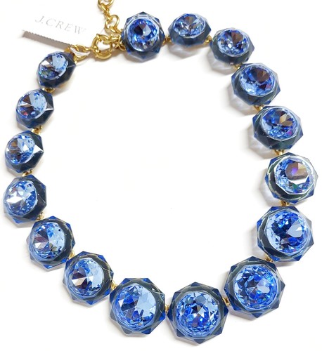 J.Crew Faceted Inset Stone Necklace Bright Peri Blue Gold Plated Brass BO278 NWT - Picture 6 of 12