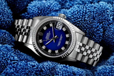 Rolex Datejust 31 mm Blue Vignette Diamond Accent Dial Stainless Steel Watch