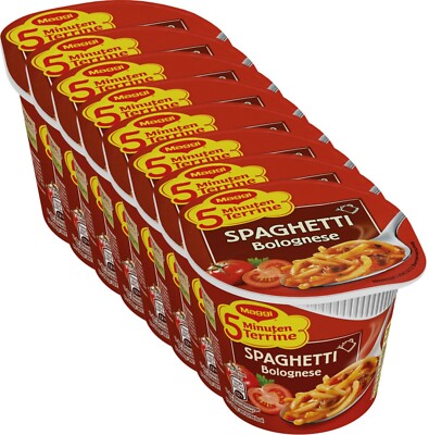 Maggi 5 Minuten Terrine Spaghetti Bolognese - Fertiggericht - 8 Packungen je 62g
