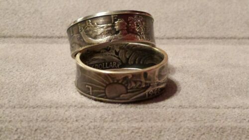 Anello moneta mezzo dollaro Liberty da passeggio artigianale fatto a mano (1940-1947) misura 10-13 - Foto 10 di 11