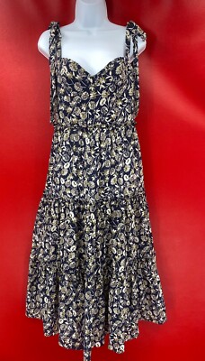 The Westside Rory Tie Shoulder Sleeveless Midi Dress In Navy Night Size M  NWT | eBay