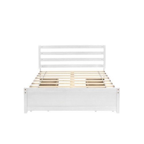 Full Size Wood Platform Bed Frame with Headboard and Four Storage Drawers - Picture 7 of 9