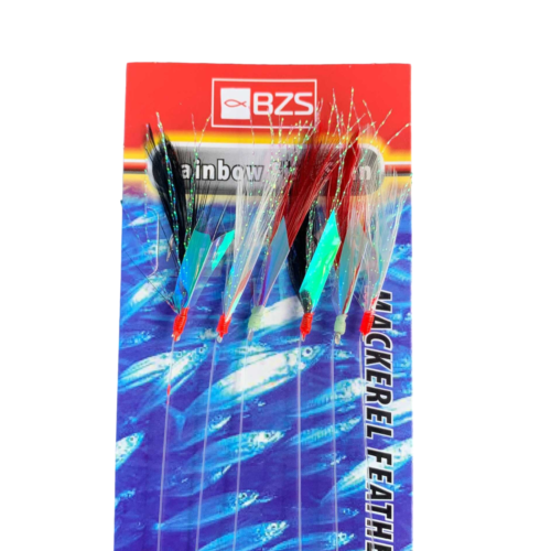 10 packets of Rainbow Fish Skin Feathers mackerel tinsel feathers (60 hooks) - Afbeelding 1 van 4