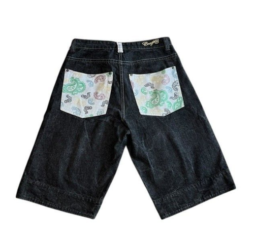 COOGI Charcoal Denim Shorts Embroidered Pockets Men's Size 34 Y2K Baggy Skater
