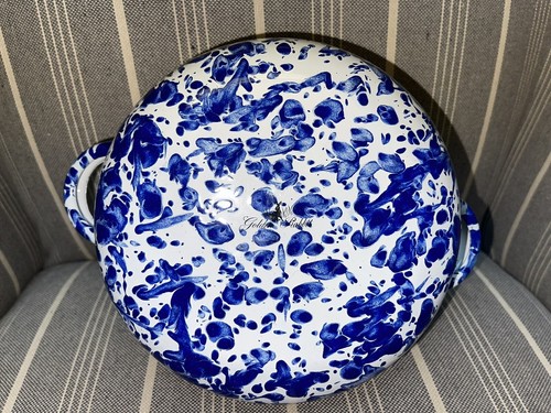 Golden Rabbit Dutch Oven 2.5 Qt Lid Enamelware Swirl Round Porcelain Coated Blue - Picture 6 of 7