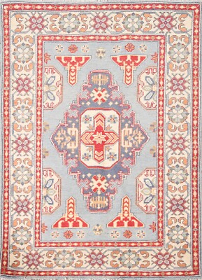 Nomadic Light Blue/ Ivory Super Kazak Accent Rug 3'x5' Wool Handmade Foyer Rug