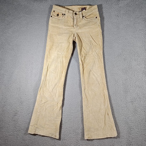 Bongo Pants Womens Juniors Size 5 Beige Corduroy Bootcut Casual Low Rise