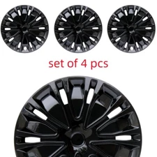 R15 Hubcaps Wheel,15" Black Replica Cover, Factory style Replacement (4 Pieces)