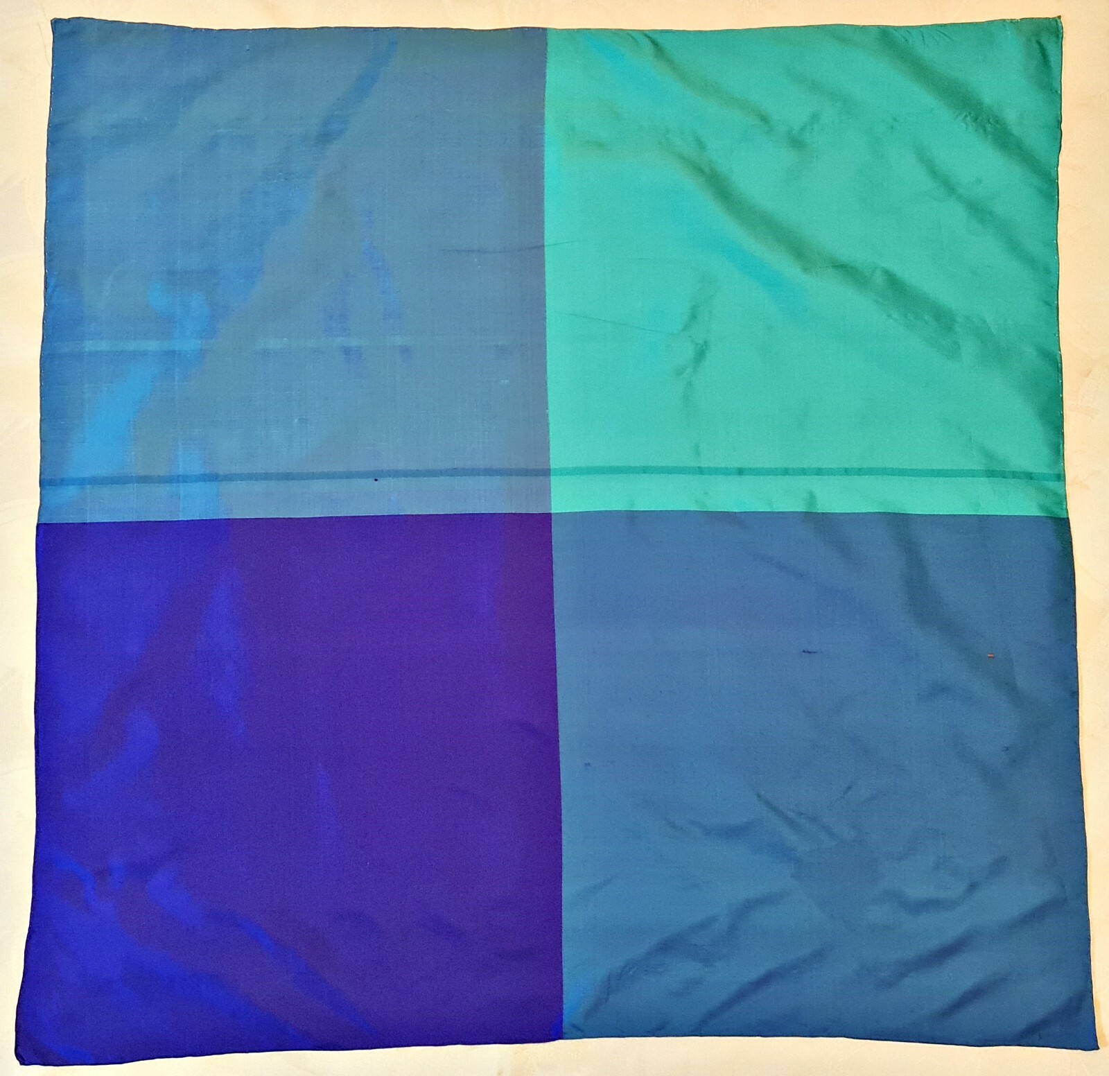 Vintage Authentic Lo Loon Blue Silk 30-Inch Square Scarf-image
