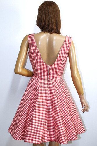 Vintage 1950/60s Red Gingham Cotton Rockabilly Flared Dress Size 6 Made in USA - Picture 6 of 10