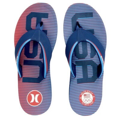 Hurley Men's Size USA Olympics Lunar Red White Blue Flip