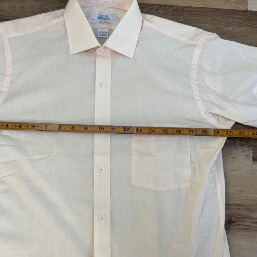 Vintage 80s Shirt Mens 15.5 Arrow Brigade Short Sleeve Peach UNION USA - Picture 8 of 9