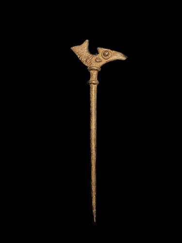 African Hairpin African Tribal Brass Hand Carved Vintage Wal Wax Casting-4859 - Picture 2 of 12