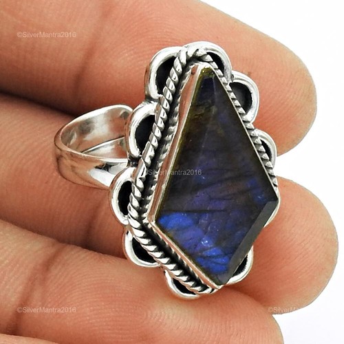 925 Argento Marquise Labradorite Pietra Matrimonio Cocktail Alla Moda Ring Gioie