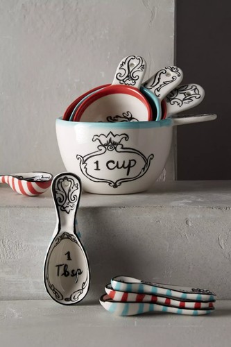 Set misurini Anthropologie/4 MOLLY HATCH gres FOGLIA CORONATA righe nuovi con etichette - Foto 2 di 3